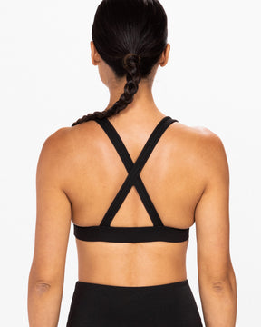 cross back, adjustable, stretch deep v black bra